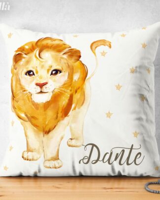Cuscino Personalizzato con Dolce Leone e Nome del Bambino