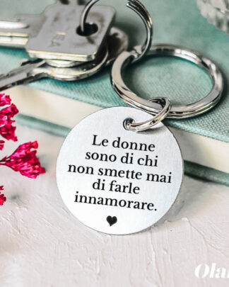 Portachiavi Acciaio Tondo con Frase Personalizzata