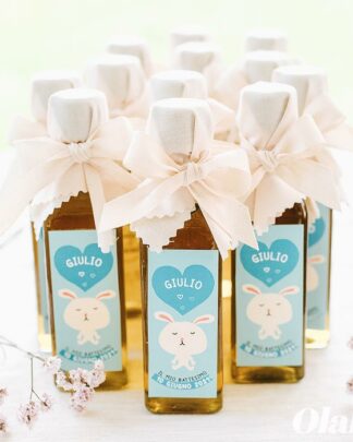 Mini Bottiglietta di Olio con Etichetta Personalizzata Tenero Animaletto - Bomboniera Battesimo