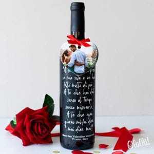 Bottiglia di Vino con Etichetta Personalizzata con Dedica e Decorazione Cuore con Foto - Set Idea Regalo per Anniversario, San Valentino - immagine 8