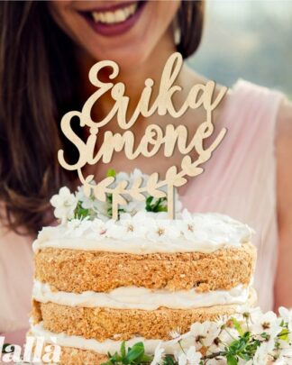 Cake Topper con Nomi degli Sposi e Ghirlanda