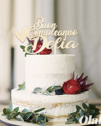 Cake Topper Personalizzato con Cuore e Nome - Idea Compleanno