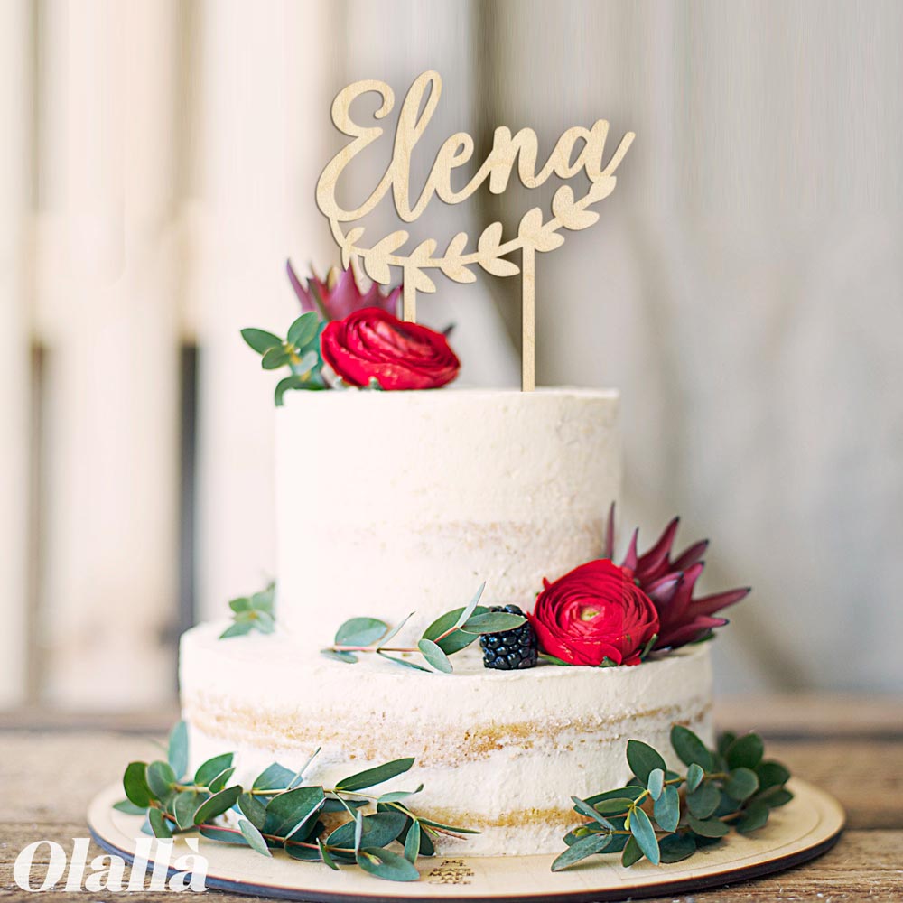 Cake Topper Personalizzato con Ghirlanda e Nome per Compleanno