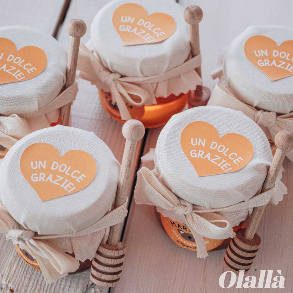 Vasetti di Miele 125 gr con Etichetta Gialla Personalizzata con Simpatici Animali Idea Bomboniera Battesimo - immagine 2