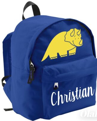Zainetto per Scuola e Asilo Personalizzato con Nome e Dinosauro Triceratopo - Idea Zaino Scuola per Bambino, Back to School