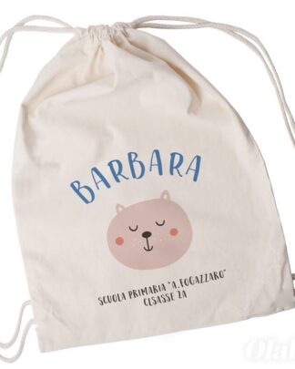 Sacca Scuola Personalizzata con Nome e Gattino