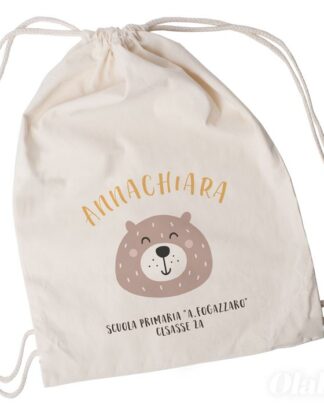 Sacca Scuola Personalizzata con Nome e Orsetto