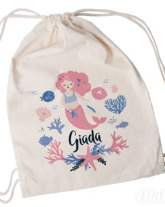 Sacca Scuola Personalizzata con Nome e Sirenetta