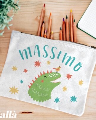 Astuccio Bustina Porta Tutto Penne Mascherina per Scuola Personalizzato con Drago