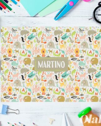 Tovaglietta Personalizzata per la Scuola da Bambino tema Animali Zoo