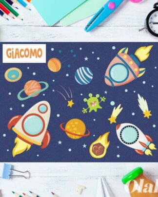 Tovaglietta Personalizzata per la Scuola da Bambino tema Spazio