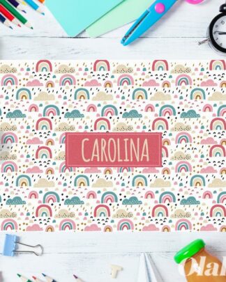 Tovaglietta Personalizzata per la Scuola da Bambino tema Arcobaleni