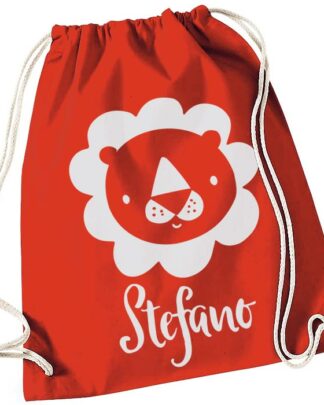 Sacca Scuola Personalizzata con Nome e Leone