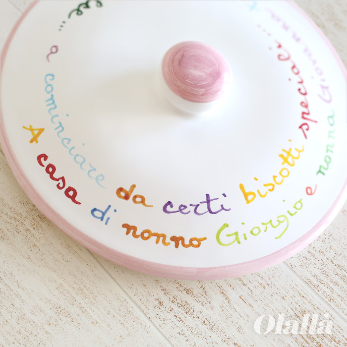 Biscottiera in Ceramica Realizzata e Dipinta a Mano, Personalizzata con Dedica per i Nonni - Idea Regalo Festa dei Nonni - immagine 4