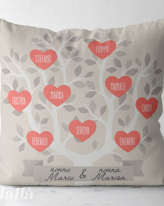 Cuscino Personalizzato con Albero della Vita Genealogico Beige