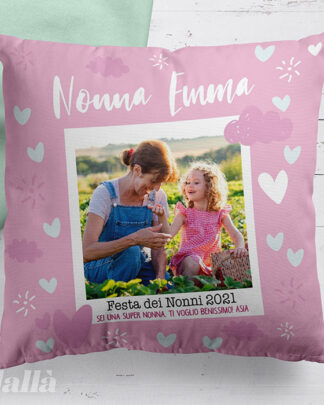 Cuscino Personalizzato con Foto Polaroid e Dedica per la Nonna