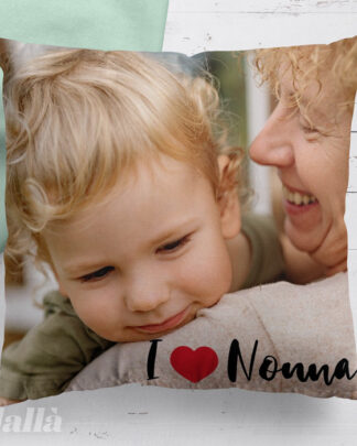 Cuscino Personalizzato con Foto e Dedica I Love Nonni