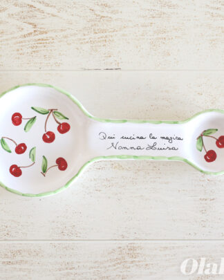 Poggiamestoli in Ceramica Dipinto a Mano Personalizzato con Ciliegie