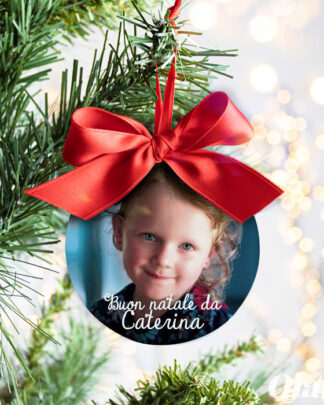 Decorazione a Pallina di Natale Personalizzata con Foto e Dedica
