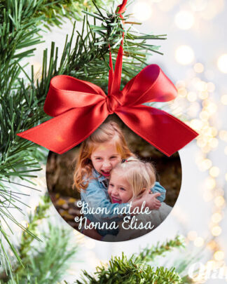 Decorazione Albero Palla di Natale Personalizzata con Foto Idea Regalo Nonni