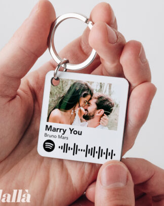 Portachiavi Quadrato Personalizzato con Foto e Codice Canzone Spotify - Idea Regalo Amore