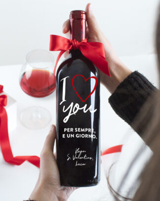 Bottiglia Personalizzata con Scritta I Love You e Dedica - Idea Regalo per San Valentino