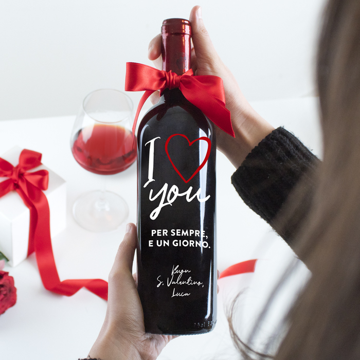 Bottiglia Personalizzata con Scritta I Love You e Dedica - Idea Regalo per San Valentino