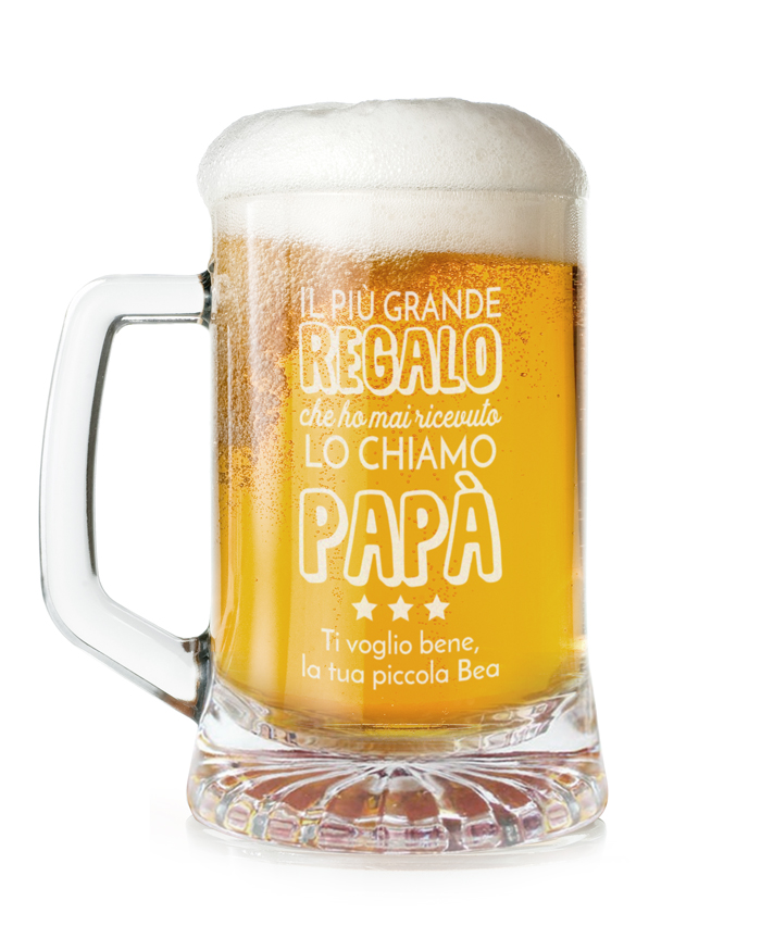 Boccale da Birra per Papà Personalizzabile con Dedica "Il Più Grande Regalo Lo Chiamo Papà" - Idea Regalo per Festa del Papà, per Papà che Amano La Birra - immagine 2