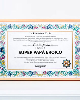 Diploma Attestato di Super Papà Eroico - Regali divertenti per il Papà