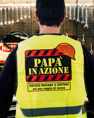 Gilet Papà in Azione Vietato Sostare Idea Regalo Divertente per il Papà