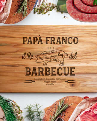 Tagliere in Legno Il Re del Barbecue - Idea Regalo Festa del Papà