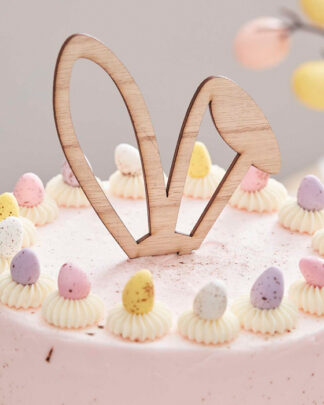 Decorazione Torta Pasquale a Forma di Orecchie di Coniglio in Legno - Idea Decorazione Tavola di Pasqua