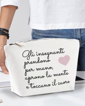 Pochette Beauty Case Personalizzato con Frase - Idea Regalo Maestra