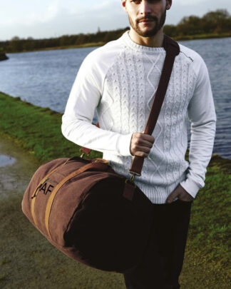 Borsone da Viaggio in Tela Vintage con Tracolla per Uomo Personalizzato con Iniziali