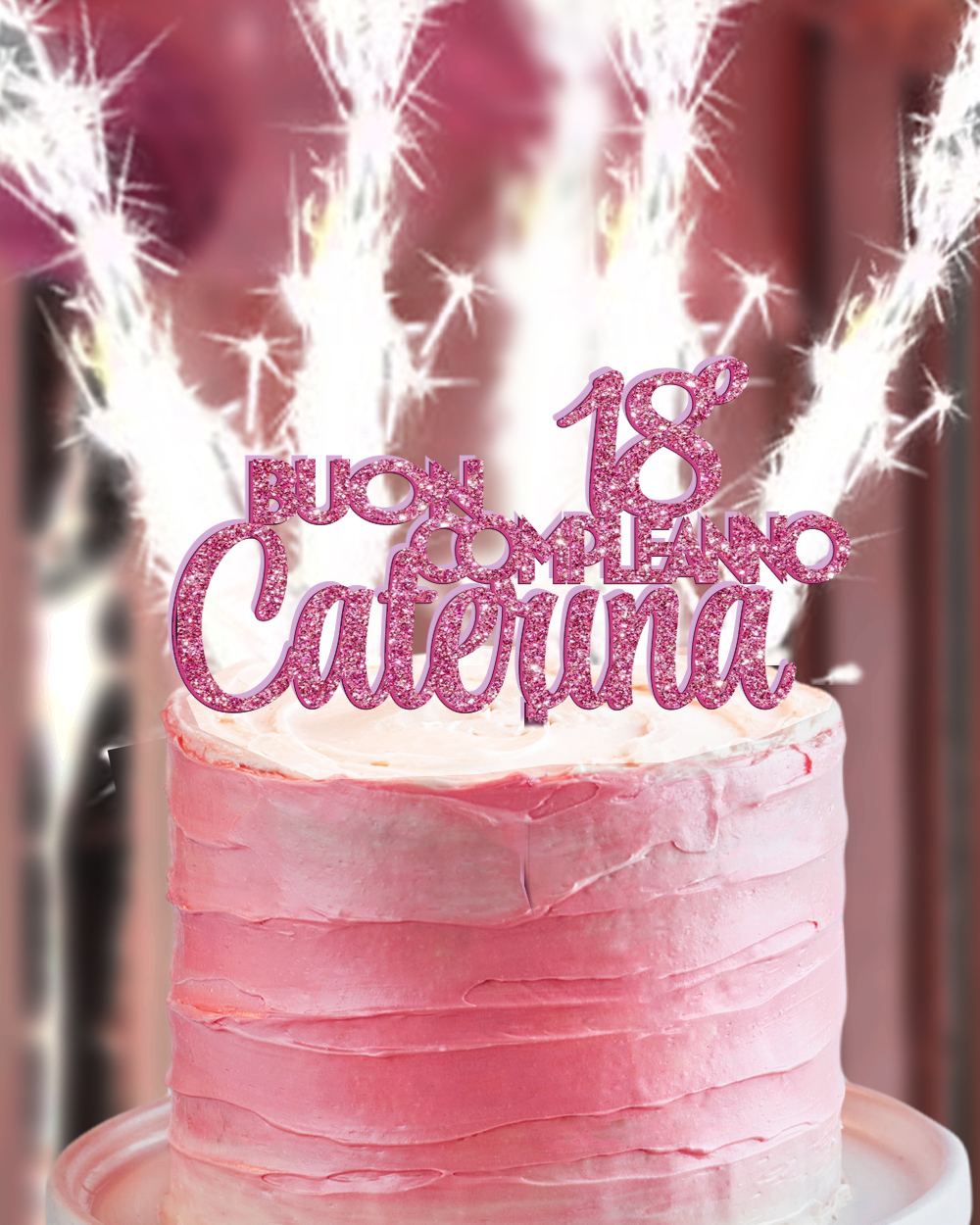 Cake Topper "Buon Compleanno" Nome e Anni Compiuti