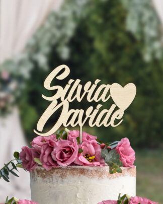 Cake Topper con Nomi e Cuore in Corsivo - Decorazione Matrimonio