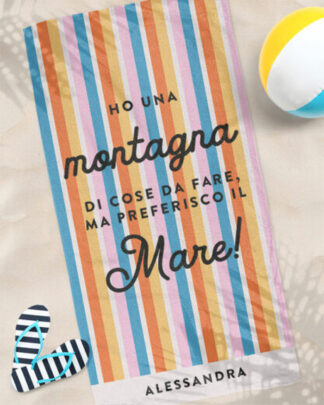 Telo Mare Simpatico Colorato con Scritta Ho una Montagna di Cose da Fare ma Preferisco il Mare