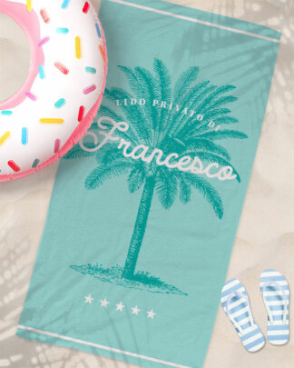 Telo Mare Verde Acqua con Palme Lido Privato di e Nome Personalizzato