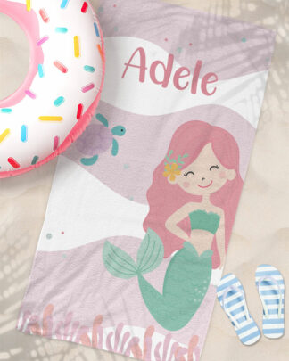 Telo Mare per Bambina Personalizzato con Nome e Disegno Sirenetta