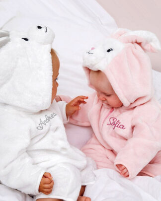 Tutina di Peluche Coniglietto per Neonato Personalizzata Nome o Iniziali