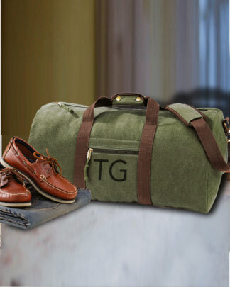 Borsone in Cotone Canvas Vintage con Tracolla per Uomo Personalizzato con Iniziali