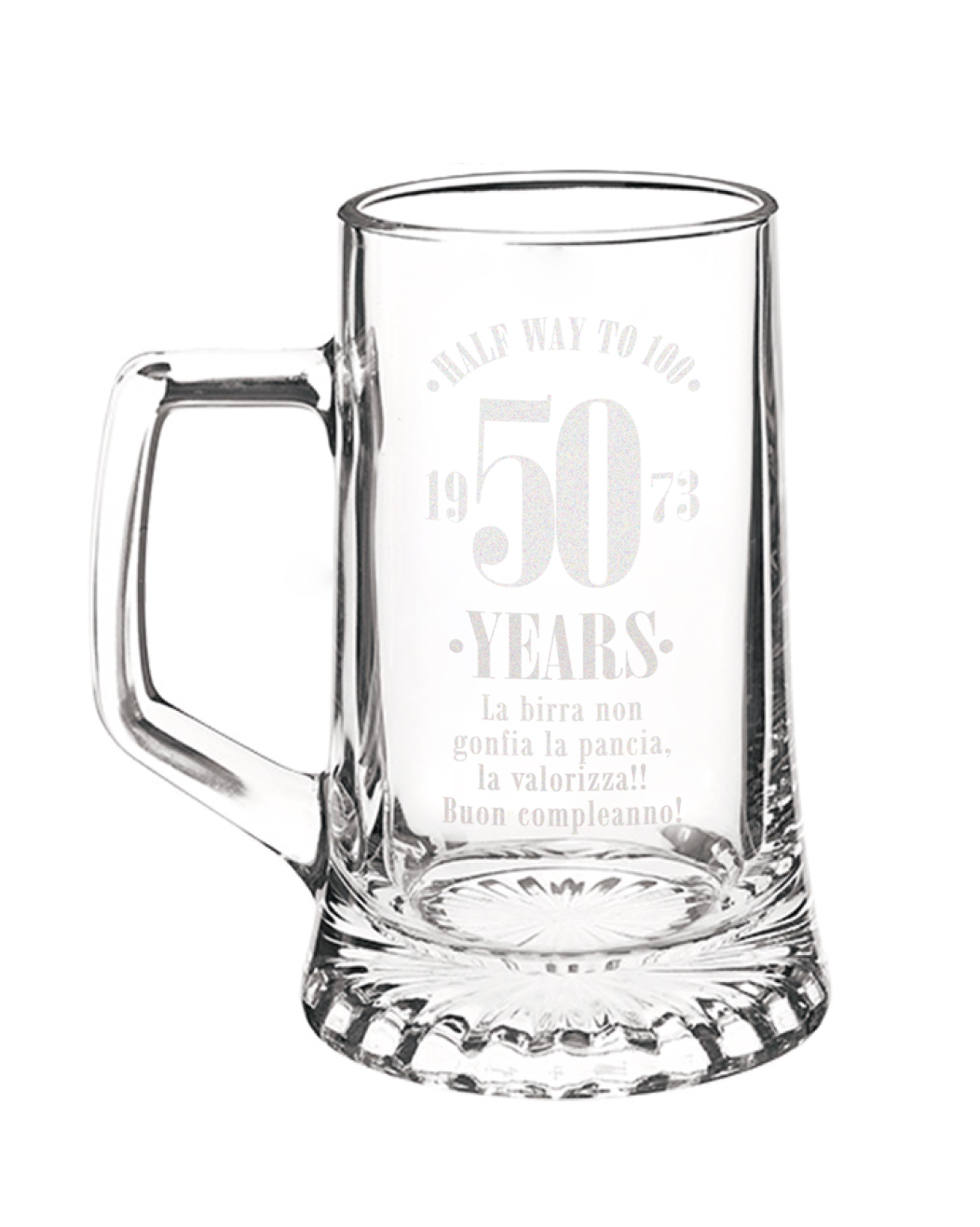 Boccale da Birra Stile Vintage con Manico e Dedica "Half Way To 100 - 1973 - 50 Years" - Idea Regalo per Lui, Papà, Compleanno 50 Anni e per Chi Ama La Birra - immagine 4