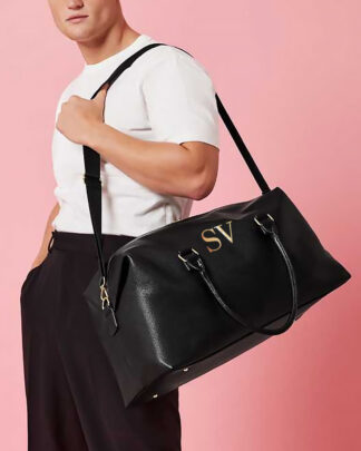 Borsone da Viaggio in Ecopelle Personalizzato con Iniziali - Idea Regalo per Chi Viaggia Spesso