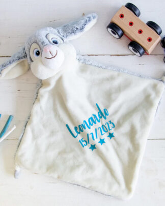 Peluche Doudou Personalizzato con Nome e Data - Idea Regalo Neonato