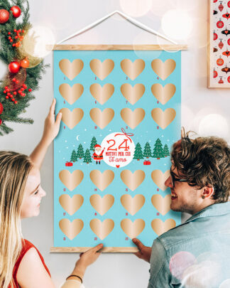Poster Calendario dell'Avvento Gratta e Vinci Personalizzabile "24 Motivi Per Cui Ti Amo" - Idea Regalo Natale Lui, Lei