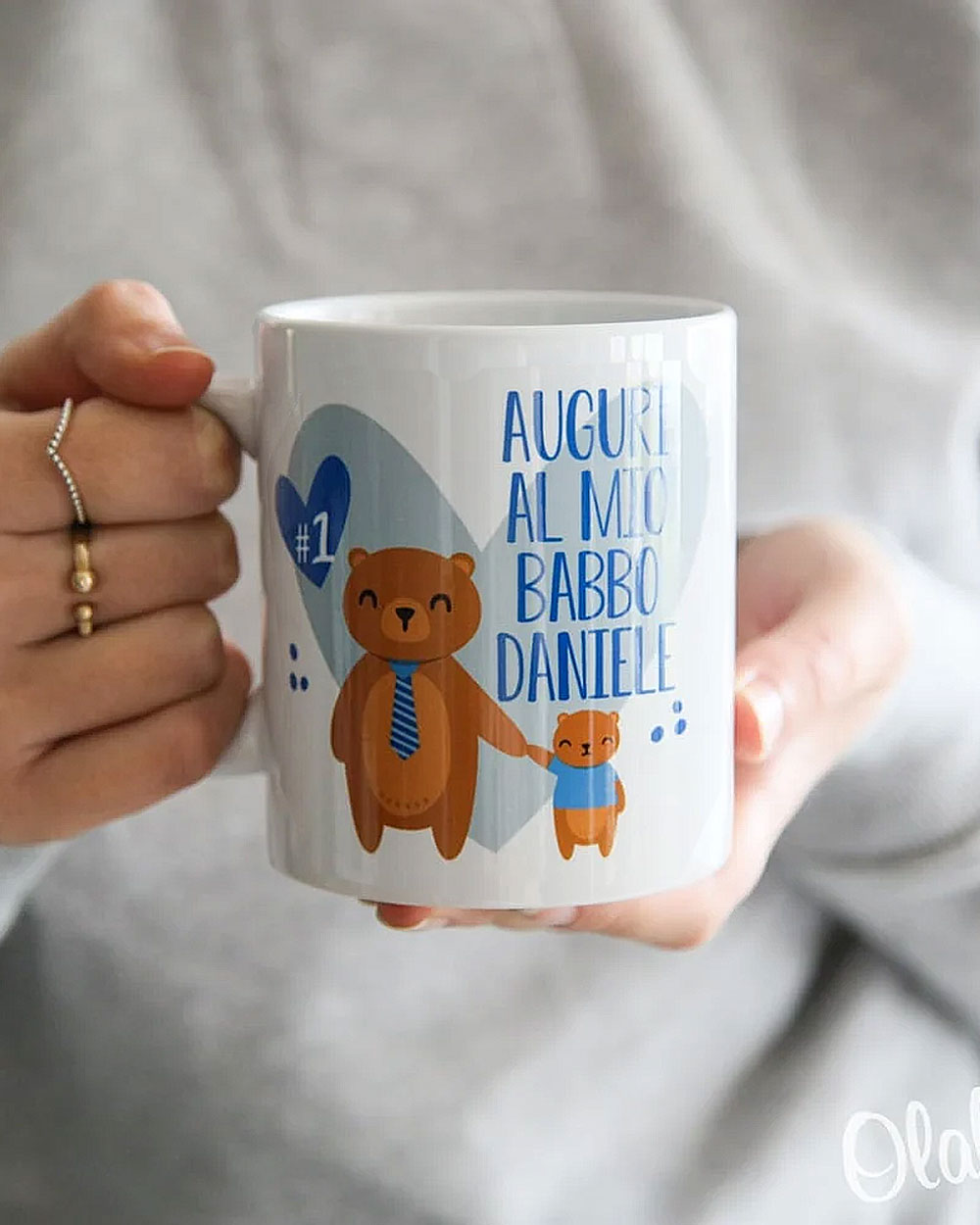 Tazza Personalizzata con Orsetti "Auguri Papà" - Idea Regalo Festa del Papà