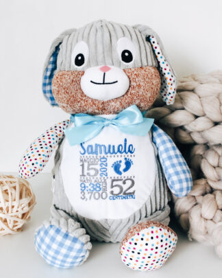 Peluche Personalizzato con Ricamo dei Dati di Nascita - Idea Regalo Nascita Bebè