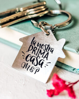 Portachiavi a Forma di Casa Personalizzato la Nostra Prima Casa
