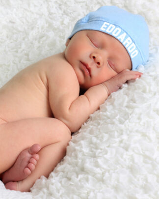 Berrettino per Neonati Cappellino Cuffia Personalizzabile con Nome in Diversi Font - Idea Regalo Battesimo, Natale, Nascita, Prima Festa della Mamma