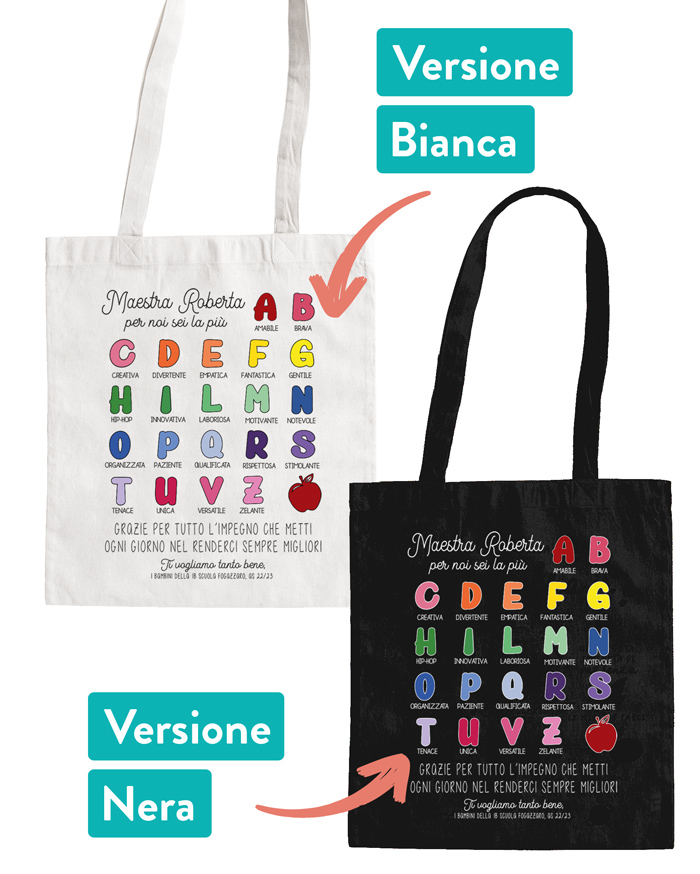borsa-shopper-tela-bianca-lettere-maestra-personalizzabile-scuola-bambini